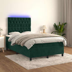 Boxspringbett mit Matratze & LED Dunkelgrün 120x190 cm Samt