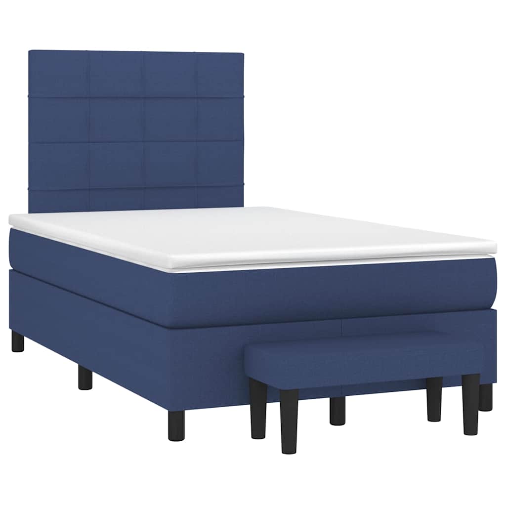 Boxspringbett mit Matratze Blau 120x190 cm Stoff