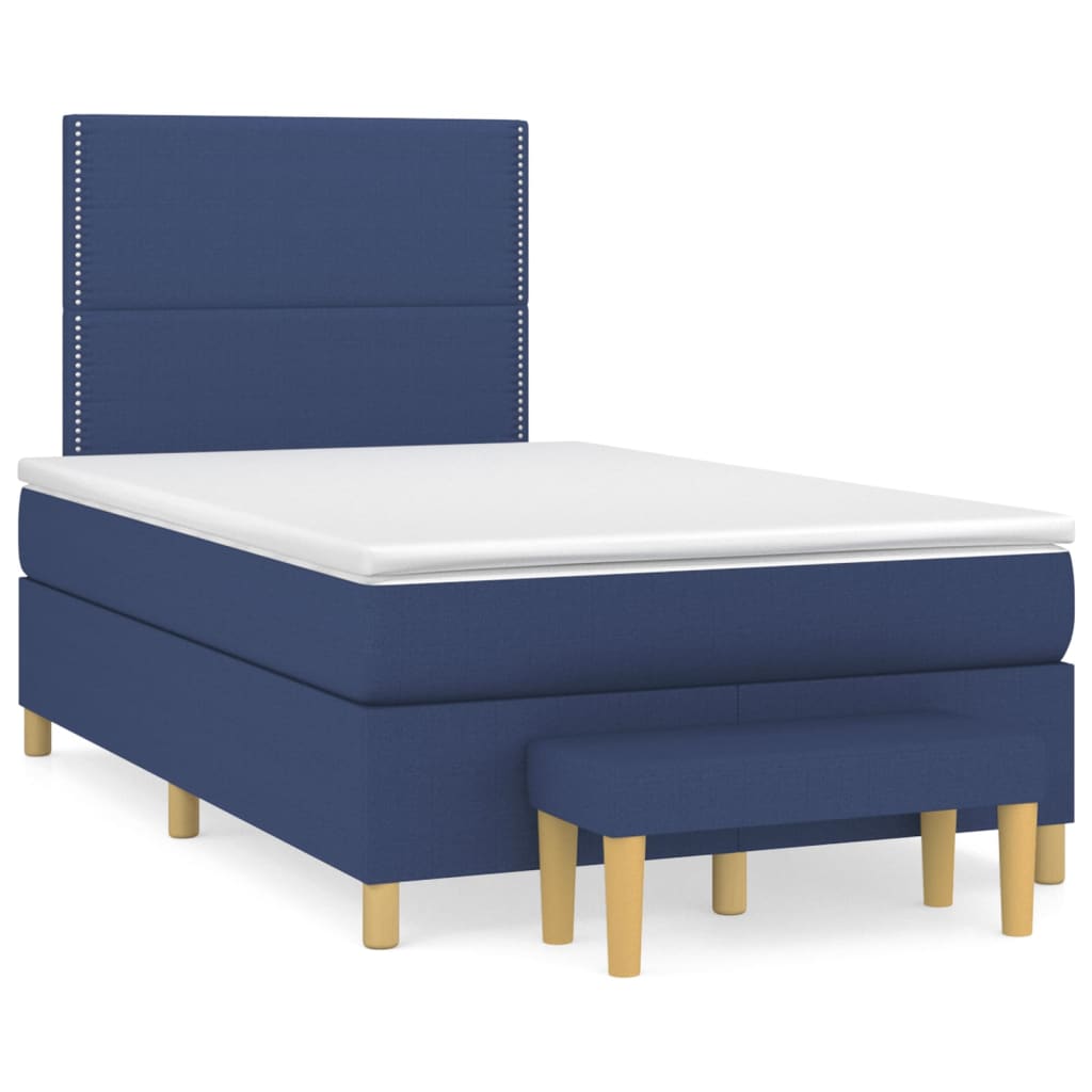 Boxspringbett mit Matratze Blau 120x190 cm Stoff