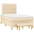 Boxspringbett mit Matratze Creme 120x190 cm Stoff