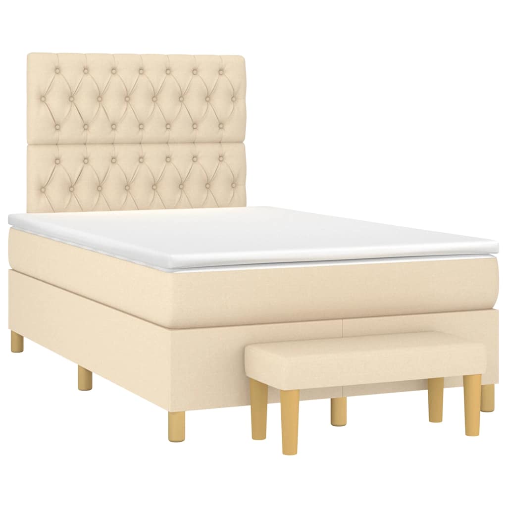 Boxspringbett mit Matratze Creme 120x190 cm Stoff