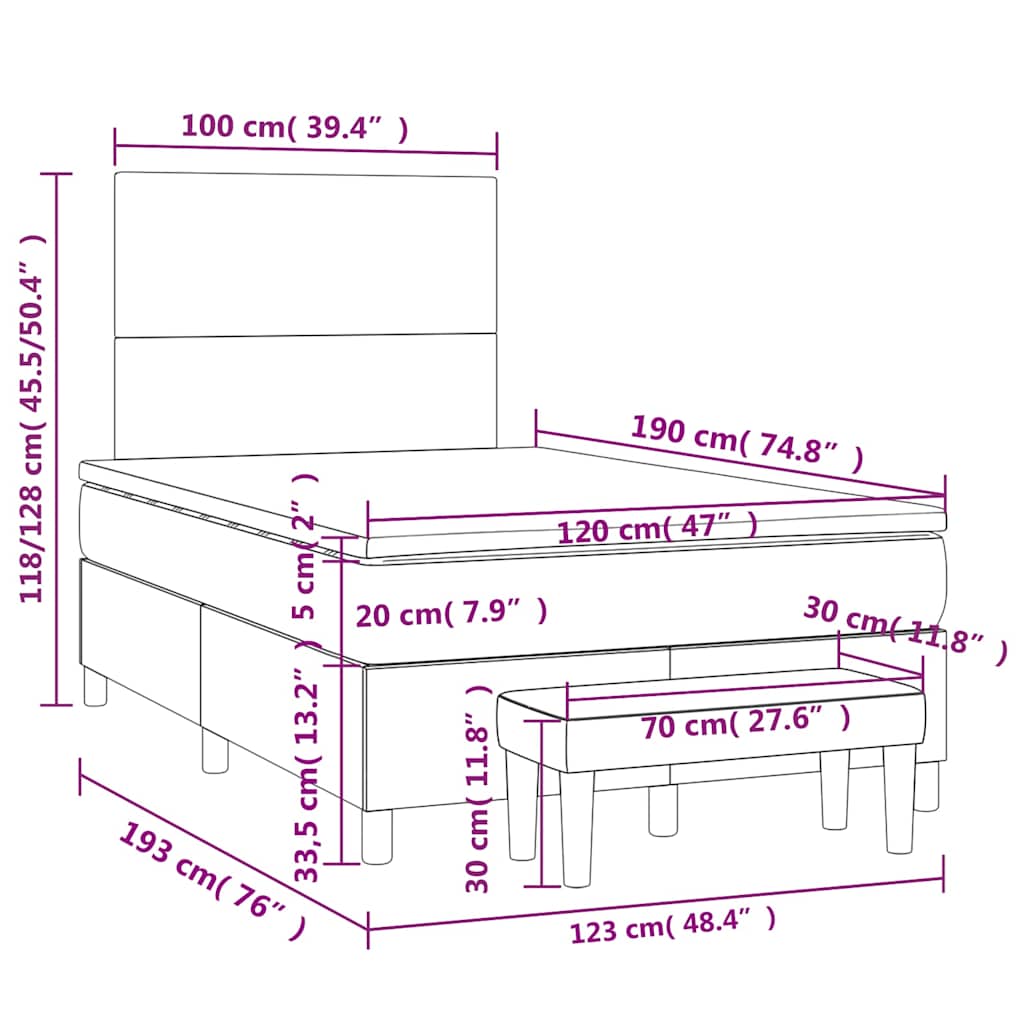 Boxspringbett mit Matratze Dunkelgrün 120x190 cm Samt