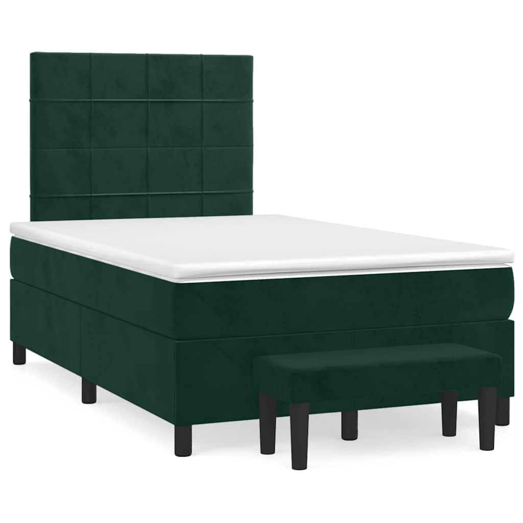 Boxspringbett mit Matratze Dunkelgrün 120x190 cm Samt