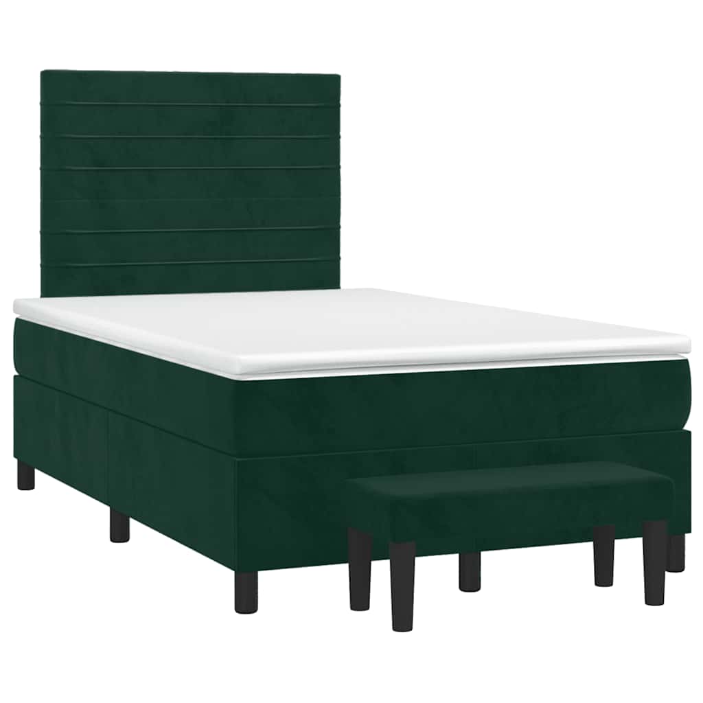 Boxspringbett mit Matratze Dunkelgrün 120x190 cm Samt
