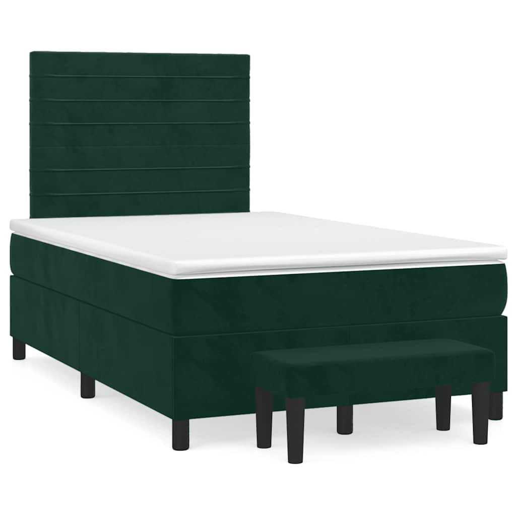 Boxspringbett mit Matratze Dunkelgrün 120x190 cm Samt