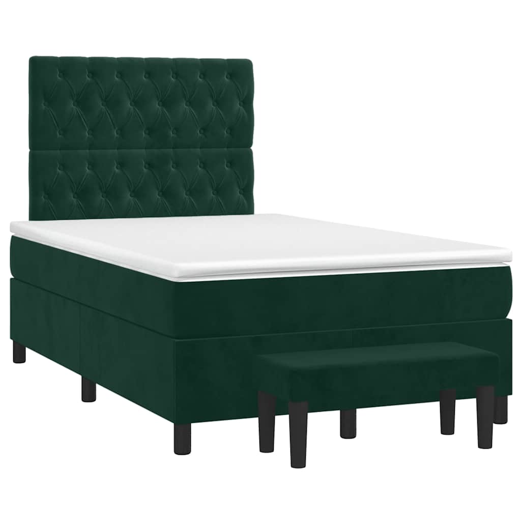 Boxspringbett mit Matratze Dunkelgrün 120x190 cm Samt