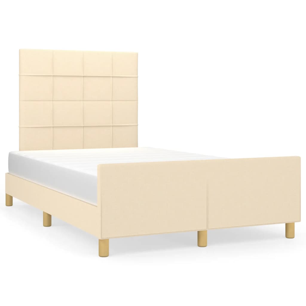 Bettgestell ohne Matratze Creme 120x190 cm Stoff