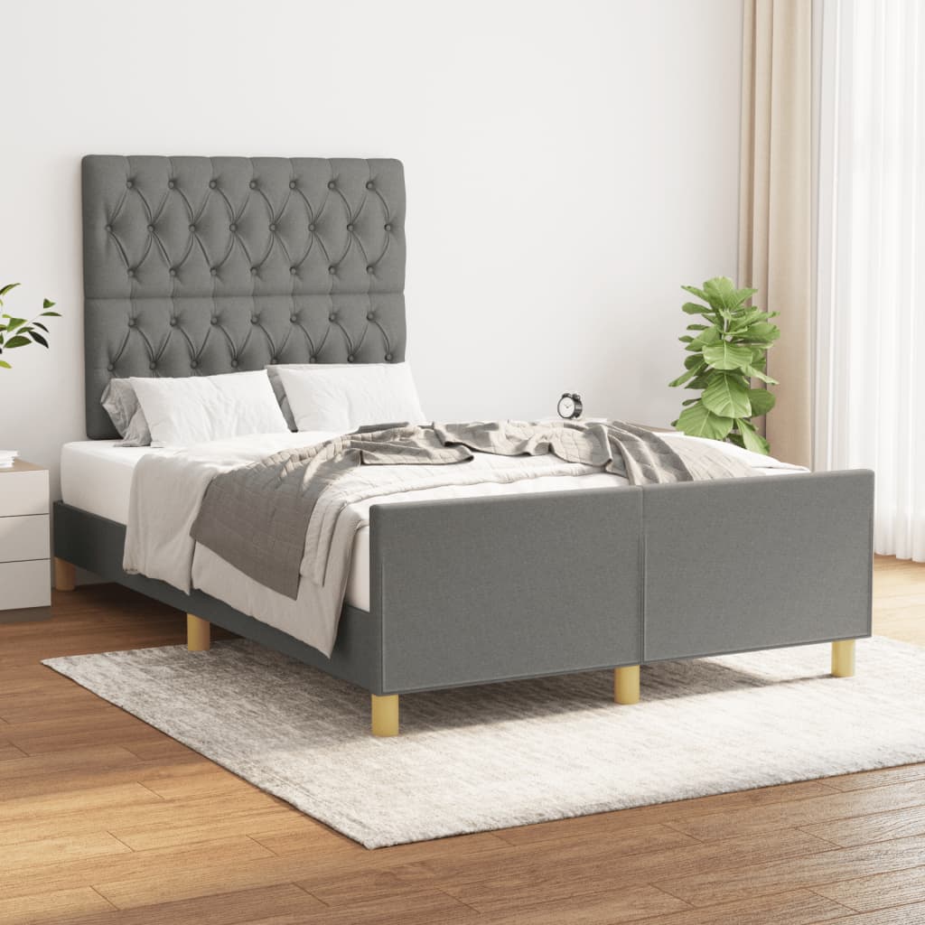 Bettgestell ohne Matratze Dunkelgrau 120x190 cm Stoff