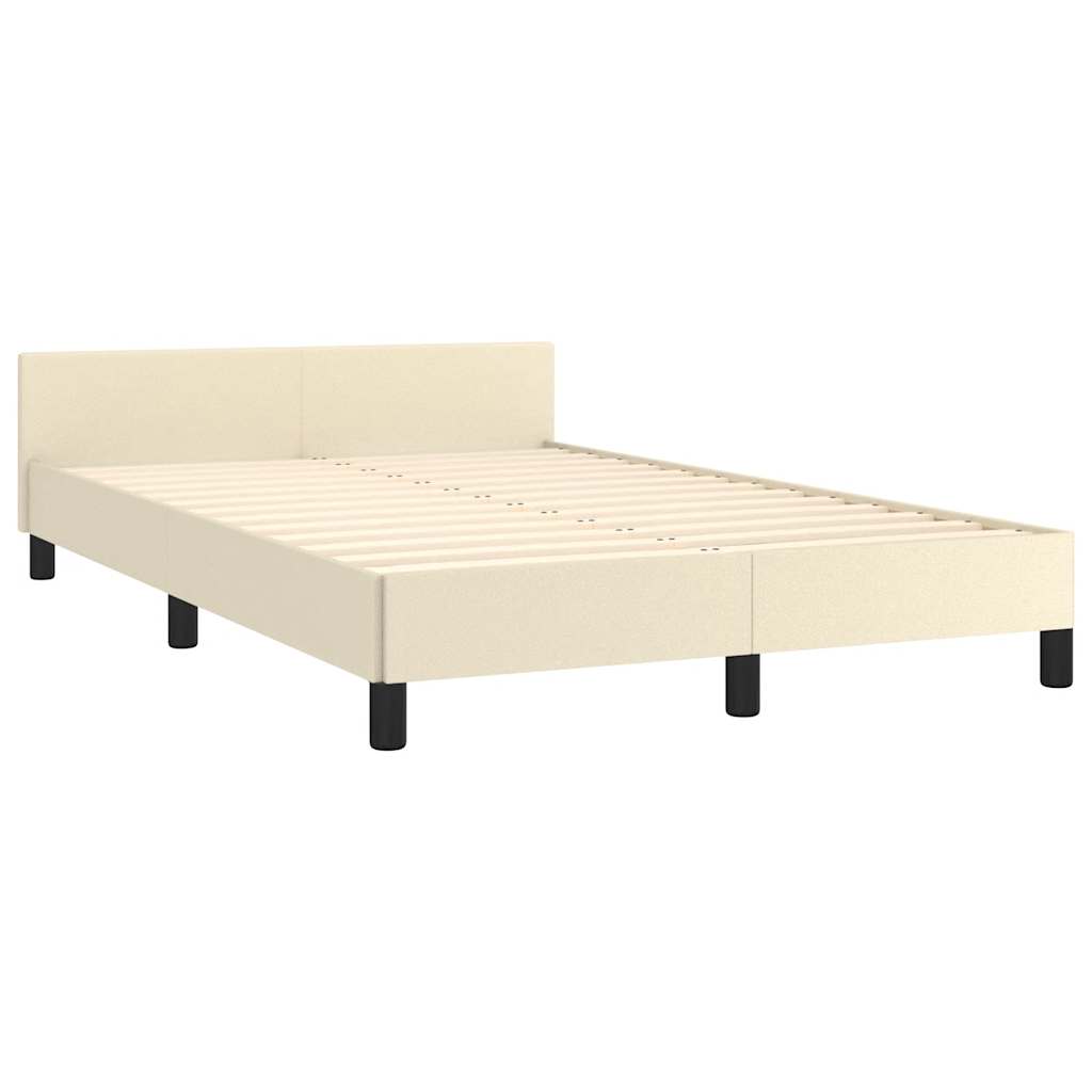 Bettgestell ohne Matratze Creme 120x190 cm Kunstleder