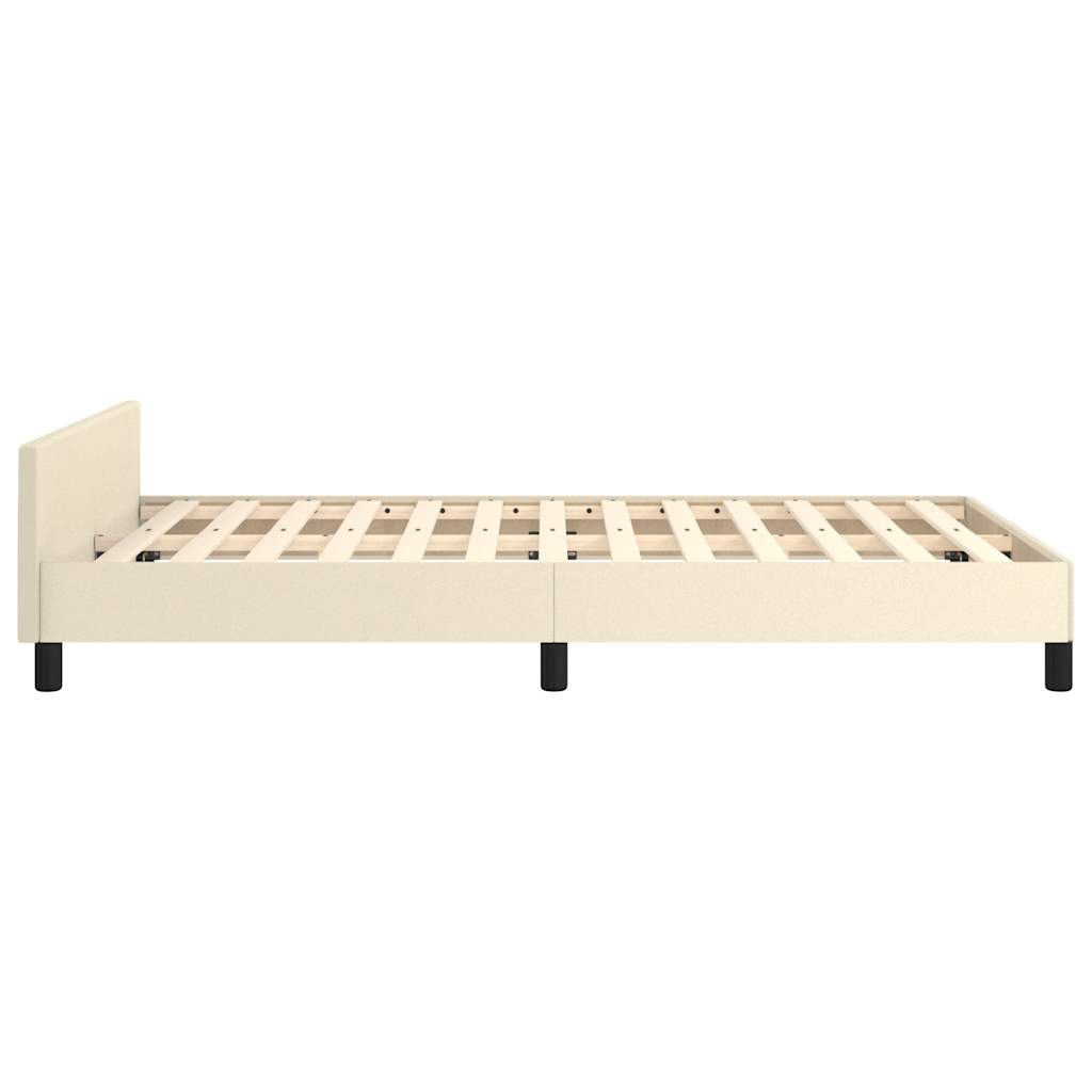 Bettgestell ohne Matratze Creme 120x190 cm Kunstleder