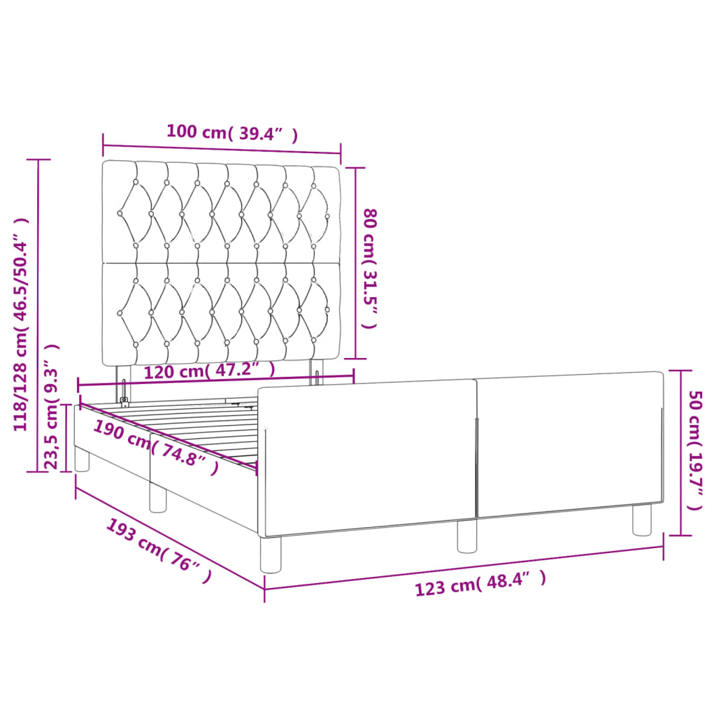 Bettgestell ohne Matratze Schwarz 120x190 cm Samt