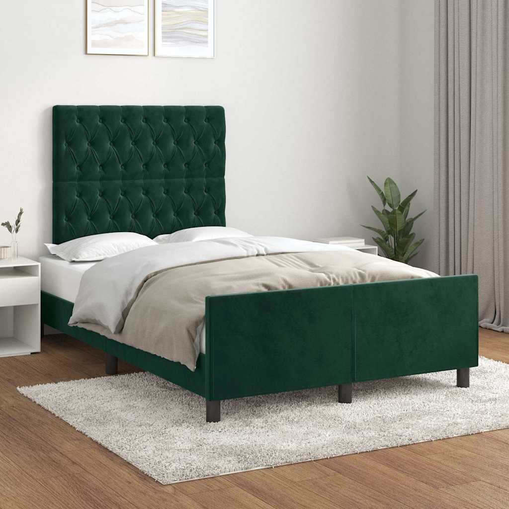 Bettgestell ohne Matratze Dunkelgrün 120x190 cm Samt
