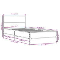 Bettgestell Braun Eichen-Optik 90x200 cm Holzwerkstoff Metall