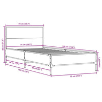 Bettgestell Braun Eichen-Optik 75x190 cm Holzwerkstoff Metall