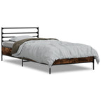 Bettgestell Räuchereiche 90x200 cm Holzwerkstoff und Metall