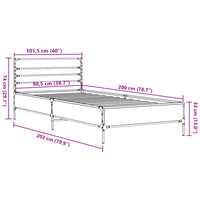 Bettgestell Grau Sonoma 100x200 cm Holzwerkstoff und Metall