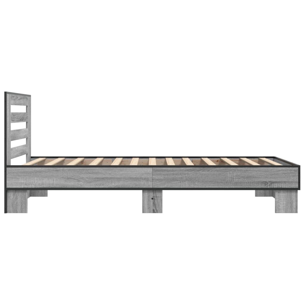 Bettgestell Grau Sonoma 100x200 cm Holzwerkstoff und Metall