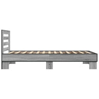 Bettgestell Grau Sonoma 100x200 cm Holzwerkstoff und Metall