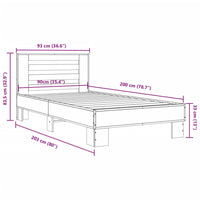 Bettgestell Grau Sonoma 90x200 cm Holzwerkstoff und Metall