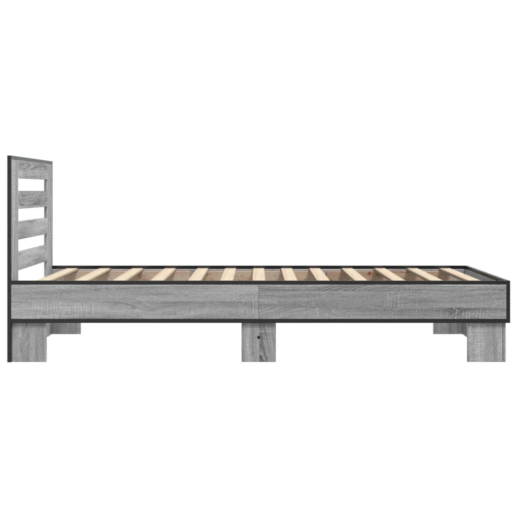 Bettgestell Grau Sonoma 75x190 cm Holzwerkstoff und Metall