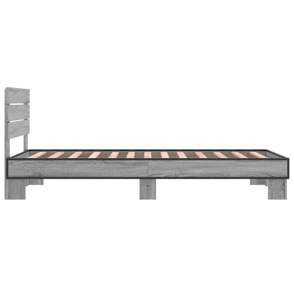 Bettgestell Grau Sonoma 90x200 cm Holzwerkstoff und Metall