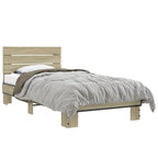 Bettgestell Sonoma-Eiche 90x190 cm Holzwerkstoff und Metall