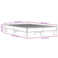 Bettgestell Grau Sonoma 140x200 cm Holzwerkstoff und Metall