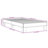 Bettgestell Grau Sonoma 90x200 cm Holzwerkstoff und Metall