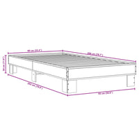 Bettgestell Braun Eichen-Optik 90x200 cm Holzwerkstoff Metall