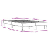 Bettgestell Grau Sonoma 120x190 cm Holzwerkstoff und Metall