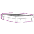 Bettgestell Räuchereiche 140x190 cm Holzwerkstoff und Metall