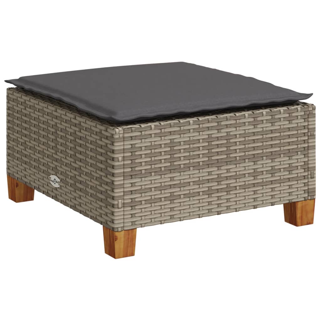 4-tlg. Garten-Sofagarnitur mit Kissen Grau Poly Rattan