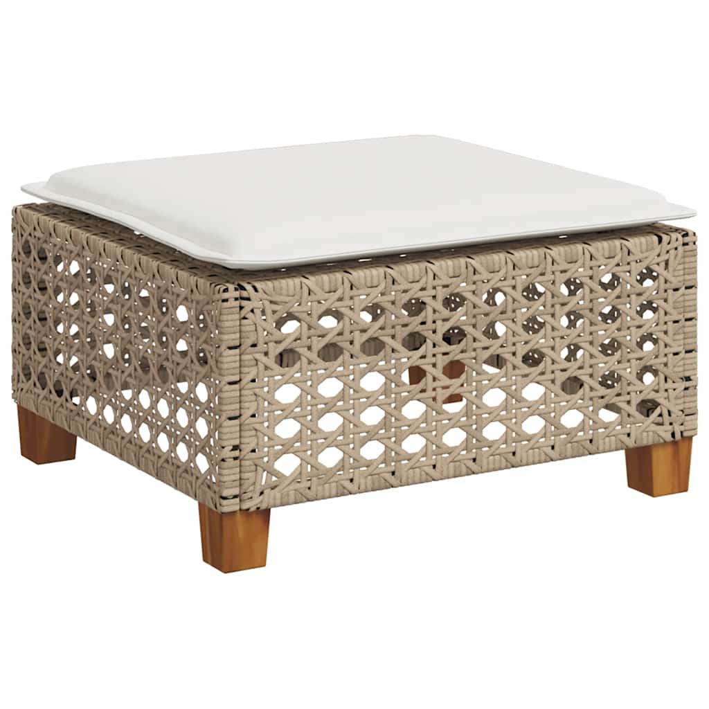 4-tlg. Garten-Sofagarnitur mit Kissen Beige Poly Rattan