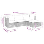 4-tlg. Garten-Sofagarnitur mit Kissen Beige Poly Rattan
