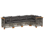 5-tlg. Garten-Sofagarnitur mit Kissen Grau Poly Rattan