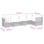 5-tlg. Garten-Sofagarnitur mit Kissen Grau Poly Rattan