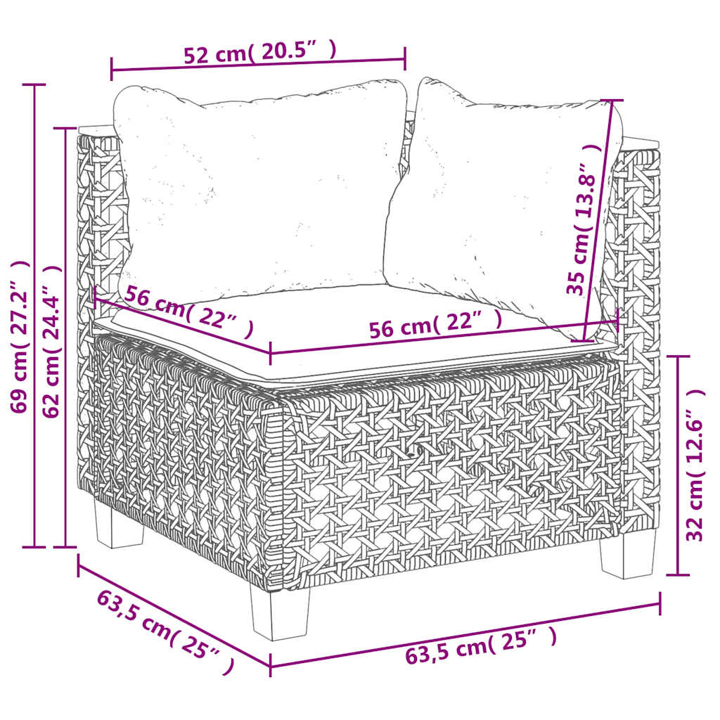 5-tlg. Garten-Sofagarnitur mit Kissen Beige Poly Rattan