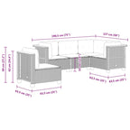 5-tlg. Garten-Sofagarnitur mit Kissen Grau Poly Rattan