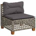 7-tlg. Garten-Sofagarnitur mit Kissen Grau Poly Rattan
