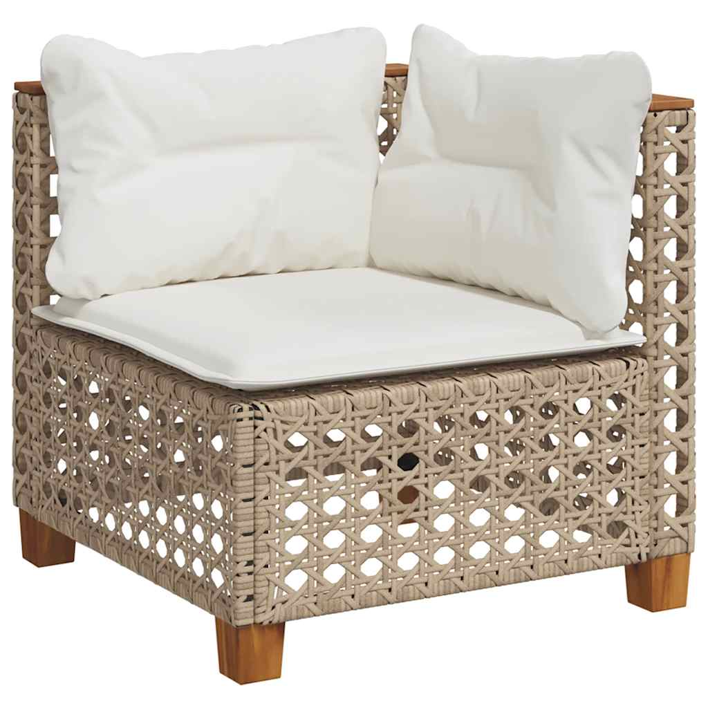 7-tlg. Garten-Sofagarnitur mit Kissen Beige Poly Rattan