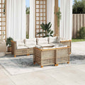 7-tlg. Garten-Sofagarnitur mit Kissen Beige Poly Rattan