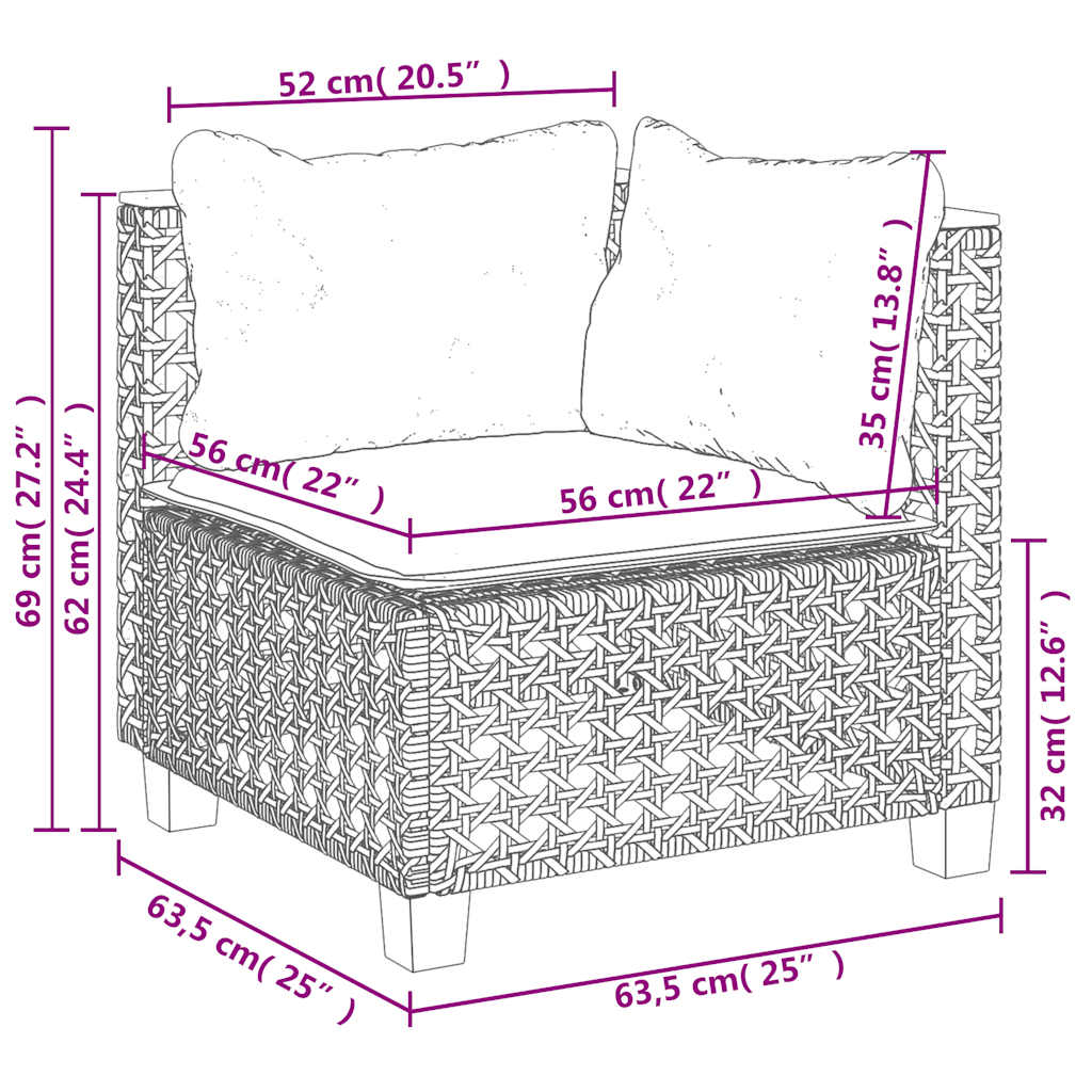 8-tlg. Garten-Sofagarnitur mit Kissen Beige Poly Rattan