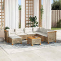 8-tlg. Garten-Sofagarnitur mit Kissen Beige Poly Rattan