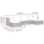 6-tlg. Garten-Sofagarnitur mit Kissen Schwarz Poly Rattan