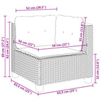 10-tlg. Garten-Sofagarnitur mit Kissen Grau Poly Rattan