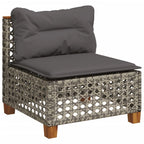 10-tlg. Garten-Sofagarnitur mit Kissen Grau Poly Rattan
