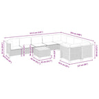 10-tlg. Garten-Sofagarnitur mit Kissen Grau Poly Rattan