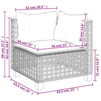 10-tlg. Garten-Sofagarnitur mit Kissen Schwarz Poly Rattan