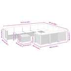 11-tlg. Garten-Sofagarnitur mit Kissen Grau Poly Rattan