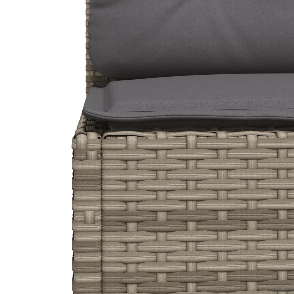 10-tlg. Garten-Sofagarnitur mit Kissen Grau Poly Rattan